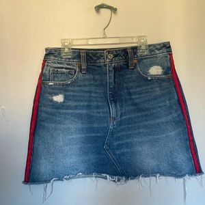 Denim Skirt (red striped side)